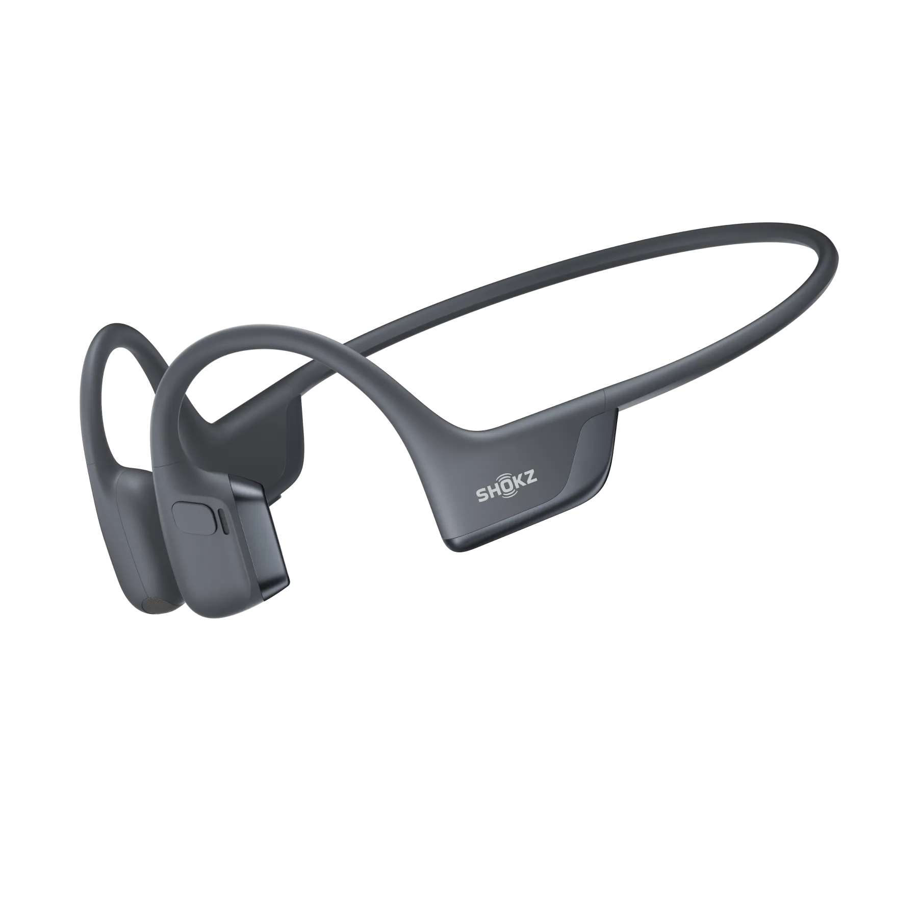 Black Shokz OpenRun Pro 2 showing its wraparound band and open-ear speaker pads