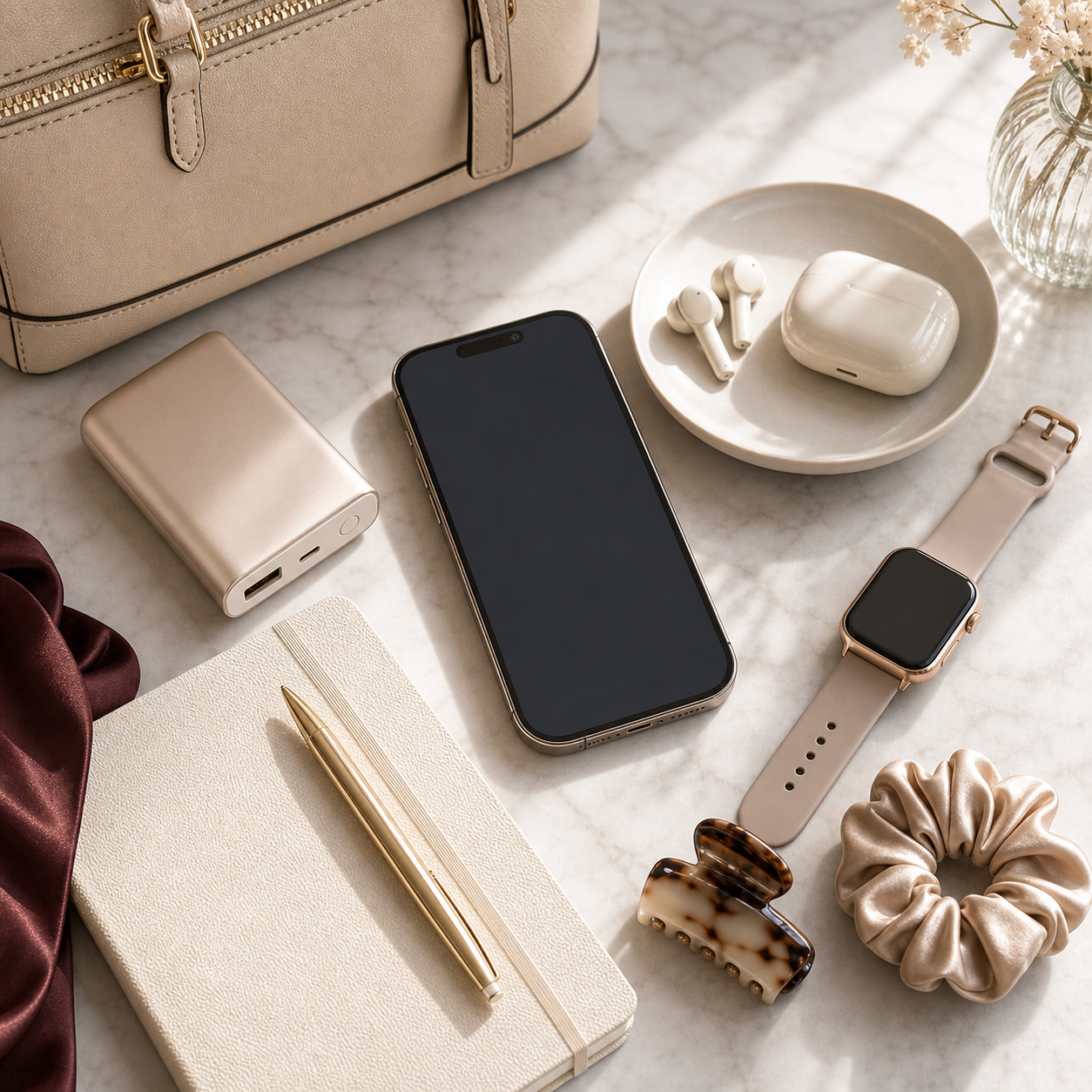 Useful tech for a modern women's desk and bag